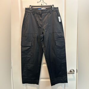 Extra-High Waisted Satin Cargo Barrel Wide-Leg Pants Size 10